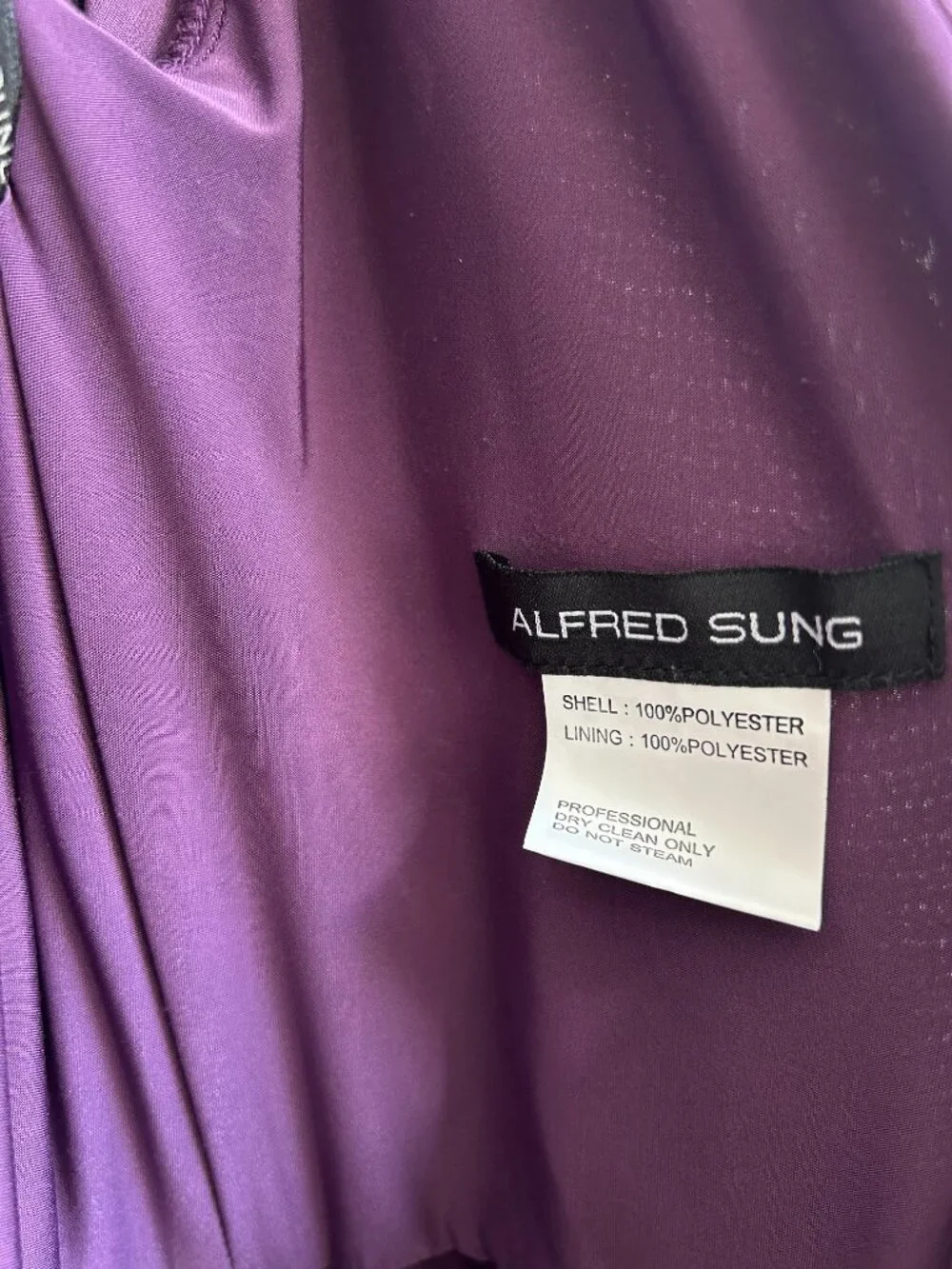 ALFRED SUNG 3/4 Sleeve CLASSIC V-Neck Gown SIZE 10 in Aubergine Purple NWT - Picture 8 of 11